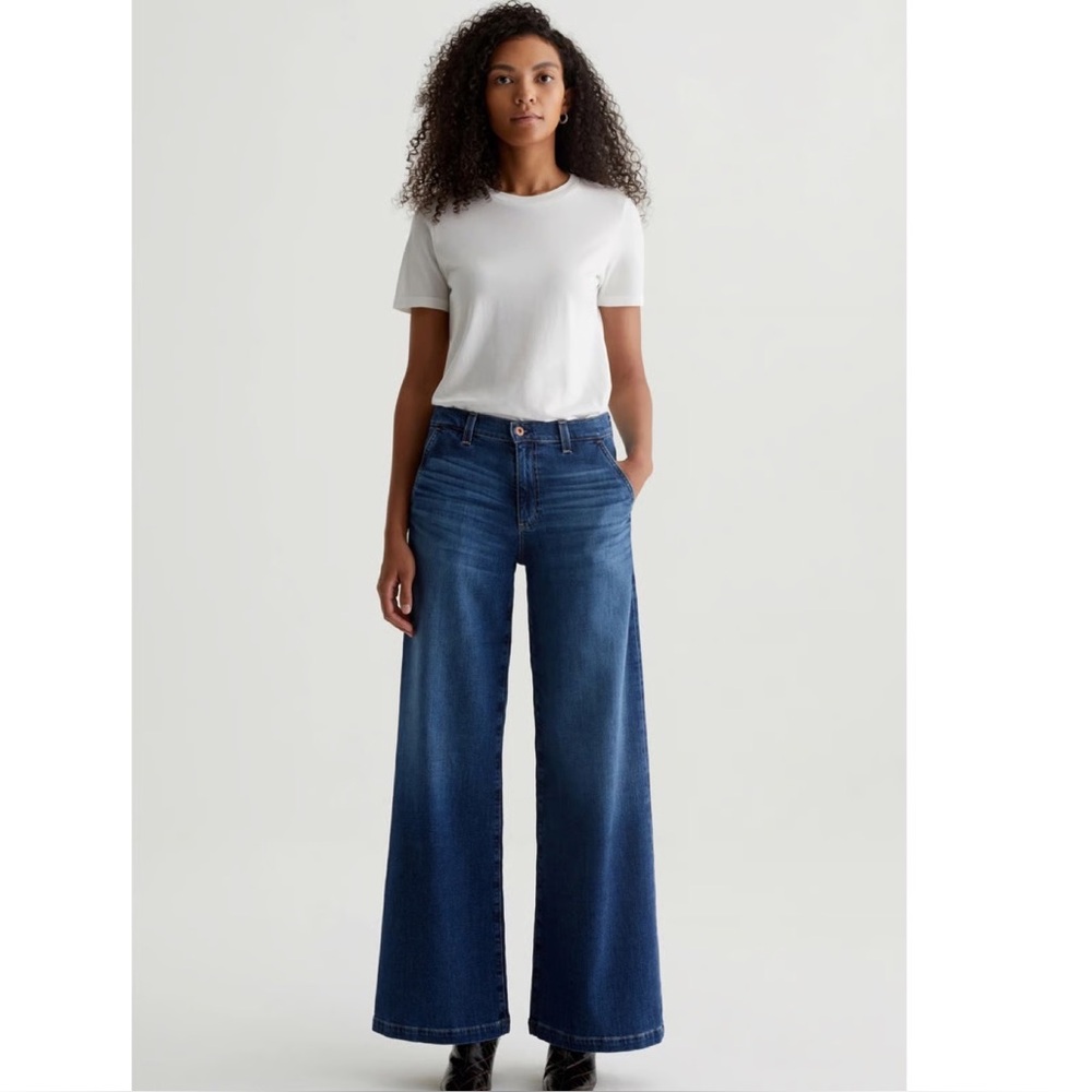 AG Adriano Goldschmied Wide Leg Dark Blue Jeans